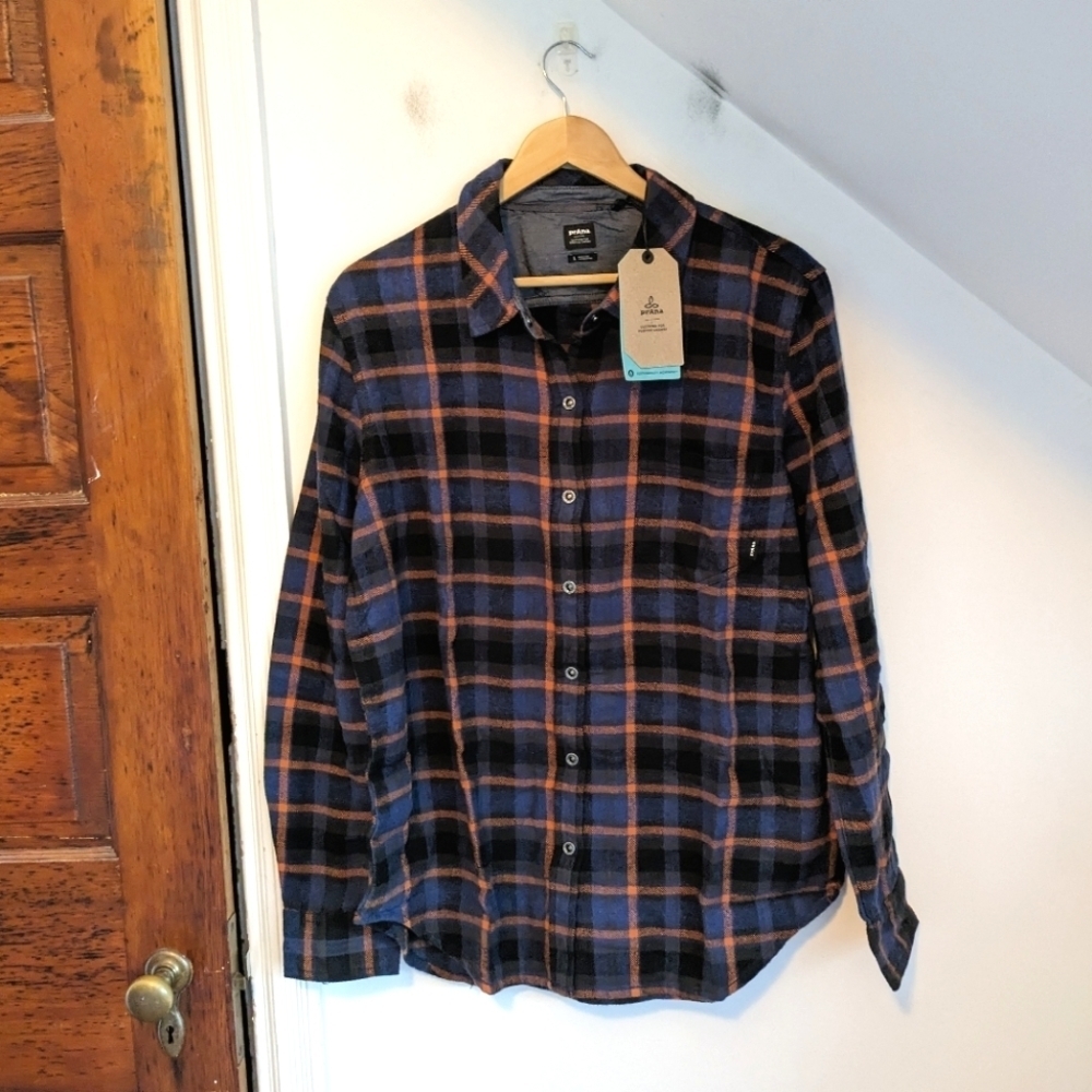 PRANA Women's Golden Canyon Cotton Flannel Button Down Shirt Shacket NEW M